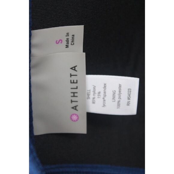 Athleta Molded Bandeau Tankini Swim Top Navy Ruched Padded Small 75158 - Picture 7 of 8